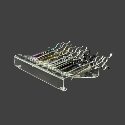 Clear Shears Organizer, Scissors Holder by ZZIZZORZ. For pet groomers, Barber and Hair Stylist.