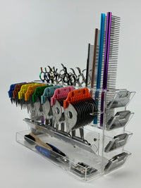 Multitool organizer holder for pet groomers, scissors, comb, blade, blade guard, brush, clipper, zzizzorz, wall , table 