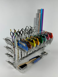 Multitool organizer holder for pet groomers, scissors, comb, blade, blade guard, brush, clipper, zzizzorz, wall , table 