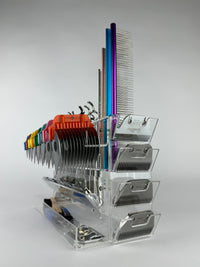 Multitool organizer holder for pet groomers, scissors, comb, blade, blade guard, brush, clipper, zzizzorz, wall , table 