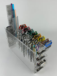 Multitool organizer holder for pet groomers, scissors, comb, blade, blade guard, brush, clipper, zzizzorz, wall , table 
