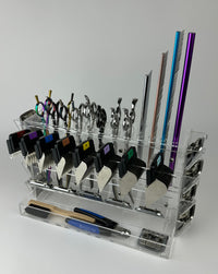 Multitool organizer holder for pet groomers, scissors, comb, blade, blade guard, brush, clipper, zzizzorz, wall , table 